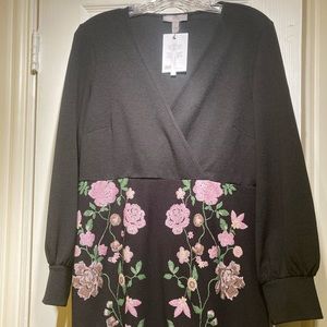 Women's ASOS black floral bottom mini dress